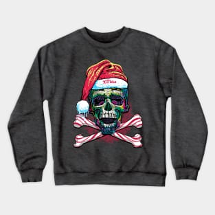 XMas Skull and Cross Bones Candy Cane Style Crewneck Sweatshirt